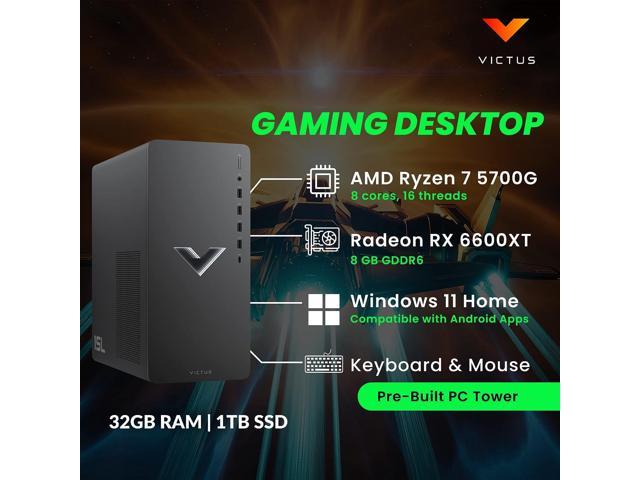 HP 15L Victus Gaming PC Desktop, AMD Ryzen 7 5700G(Beat i9-10920X