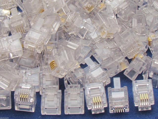 Lot 1000 X PCS CAT3 Phone Connector End RJ11 6P4C Modular Plug Telephone Adapter