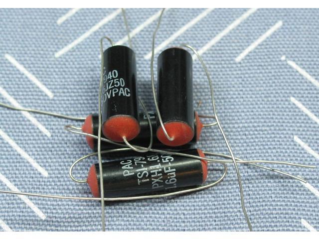 4pcs TSI 1.6uF 50v Bipolar NonPolar Axial Electrolytic Capacitor NP NOS Vintage