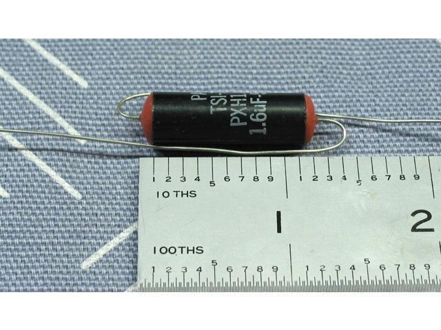 4pcs TSI 1.6uF 50v Bipolar NonPolar Axial Electrolytic Capacitor NP NOS Vintage