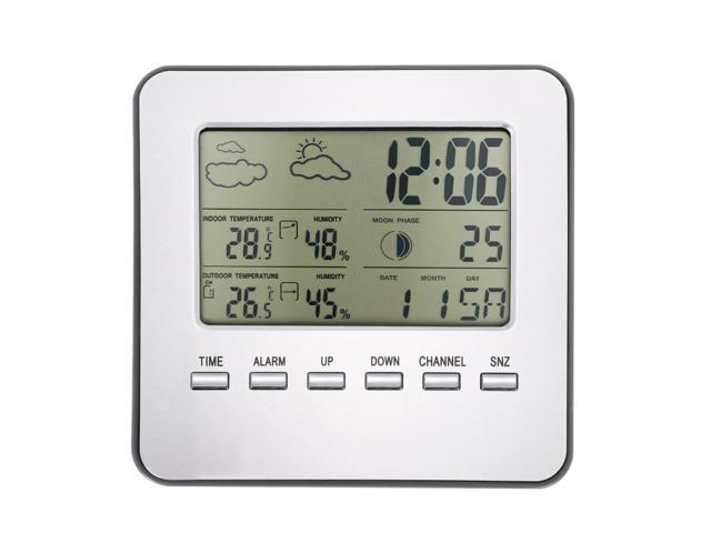 Multi-functional Wireless Weather Station Clock LCD Digital Indoor Outdoor  Thermometer Hygrometer Calendar Alarm Moon Phase Display