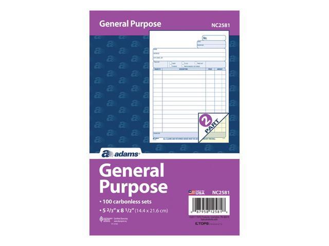 Adams General Purpose Unit Sets 5.67 x 8.5 Inches 2-Part Carbonless White/Can... 