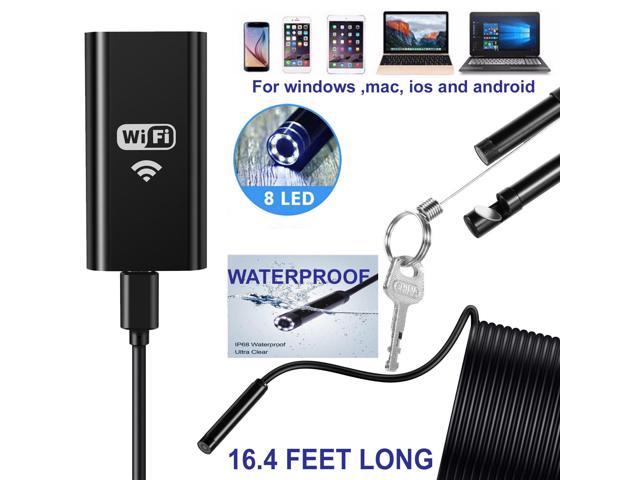 5M 8LED Wireless Endoscope WiFi Borescope Inspection Camera for iPhone Android 