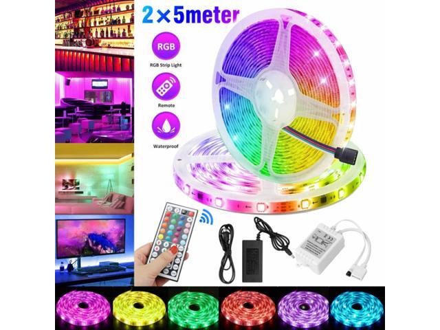 2*5M SMD 3528 RGB 600LEDs Light Strip Multi-Color TV Backlight 44Key Controller