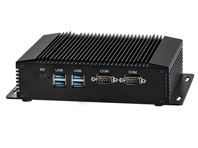 Industrial Embedded PC, Fanless Mini Computer, IPC, Intel Core I3 4005U,  HUNSN IM08, AC WiFi, BT, VGA, HDMI, 2 x LAN, 2 x COM RS232, 4 x USB3.0,