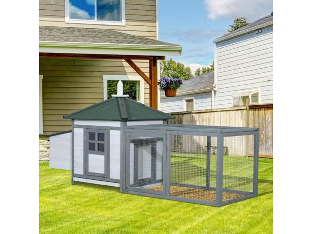 77 Wooden Weatherproof Backyard Chicken Coop Kit With 2 Part Nesting Box And Run Neweggcom