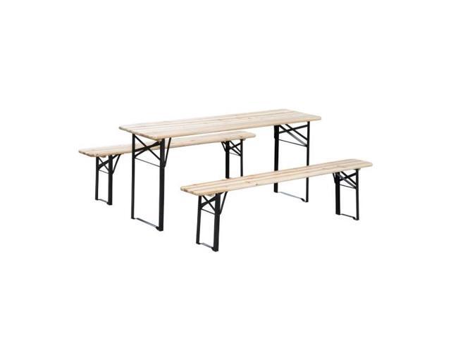 6 Wooden Outdoor Traditional Folding Picnic Table And Bench Set