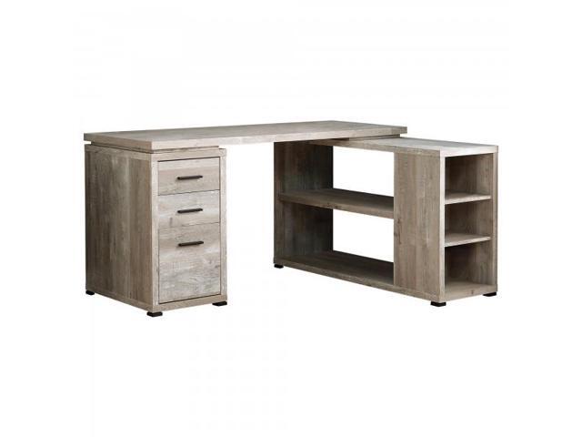 60 Rustic L Shaped Reclaimed Wood Look Office Computer Desk Taupe Newegg Com