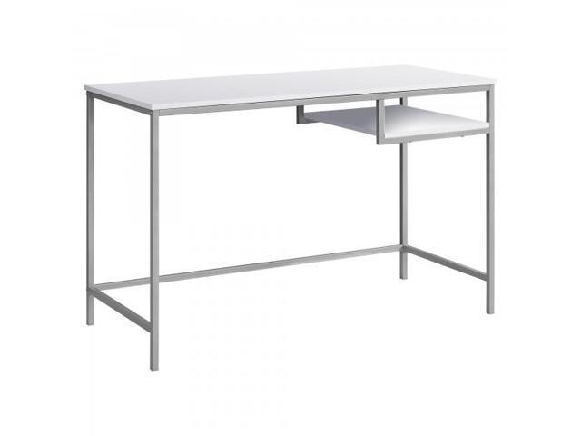 48 Contemporary Industrial Style Computer Writing Desk White Silver Metal Newegg Com