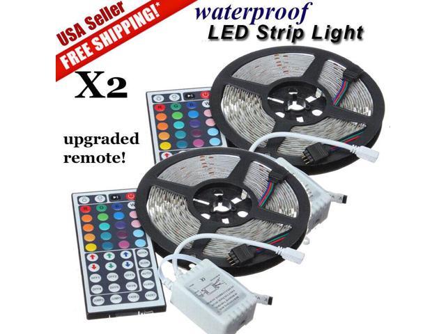 2X Waterproof RGB 5M 5050 SMD 300 LED Flexible Strip & 44 Key Remote Control 12V 