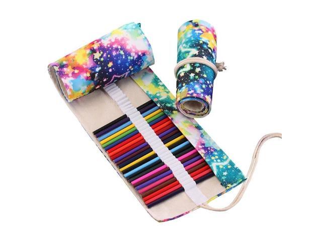 Hot 48 Colored Pencils Wrap Travel Roll Up Case Organizer