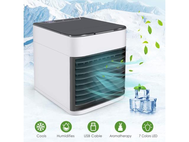 Personal Space Air Cooler Small Desktop Fan Compact Super Quiet Desktop Cooling Fan Mini Evaporative Air Circulator Cooler Humidifier Portable Air Conditioner Fan