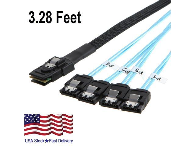 Mini SAS to 4-SATA SFF-8087 Multi-Lane Forward Breakout Internal Cable 3.28 Feet