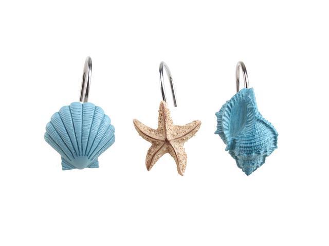 12 Pcs Decorve Seashell Shower Curtain Hooks Bathroom Beach Shell