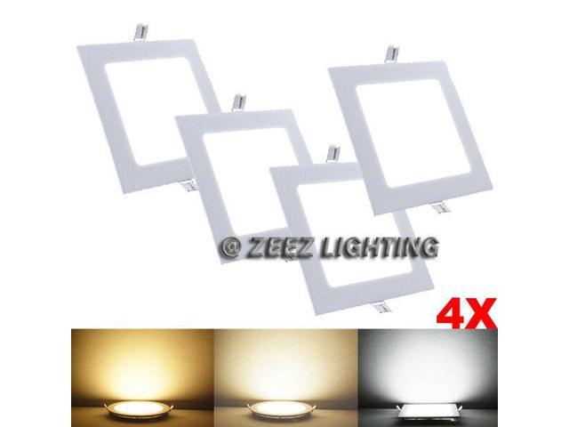 4x Warm White 6w Square Led Recessed Ceiling Panel Down Lights Bulb Lamp Fixture