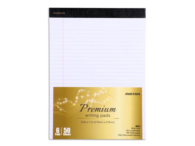 Mintra Office Recycled Writing Pads 6pk 8.5in x 11in White, Wide Ruled 