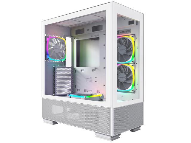 [Case]Montech Sky Two, Dual Tempered Glass, 4X PWM ARGB Fans Pre-Installed, ATX Gaming Mid Tower Computer Case, Type C, High Airflow Performance- White(150-25-15=110)[Newegg]