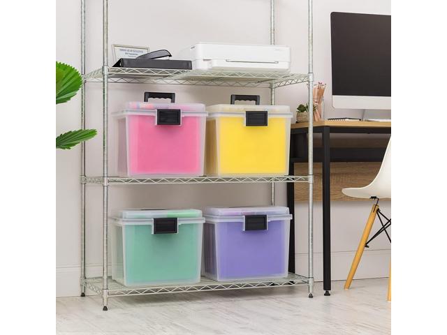 IRIS USA 4Pack Portable Lockable Letter File Box with Handle, File  Organizer, Clear