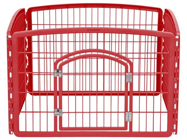 Iris 24 Inch Exercise 4 Panel Pet Playpen With Door Red