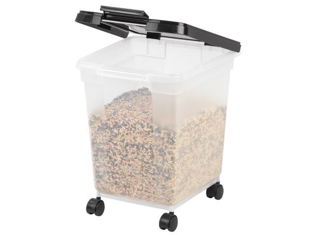 Iris USA 25Lbs/32.5Qt Airtight Pet Food Storage Container with Casters, Gray