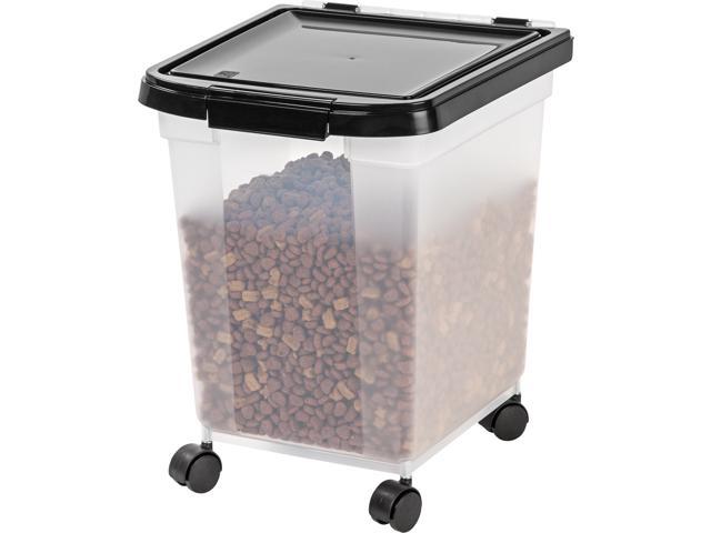 Iris USA 25Lbs/32.5Qt Airtight Pet Food Storage Container with Casters, Gray