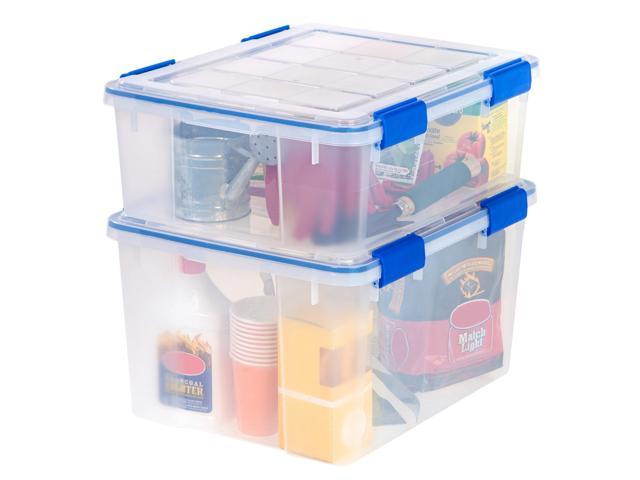 4 Pack Organizer Bin Container 26.5-Quart Weather Shield Storage Box Clear Lock 