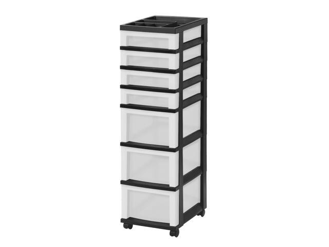 Iris Usa 7 Drawer Rolling Storage Cart With Organizer Top, Black : Target