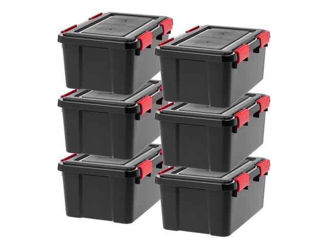 Photo 1 of IRIS USA 19 Quart WeatherPro Bin Tote Organizing Container with Durable Lid and Seal and Secure Latching Buckles, 6 Pack