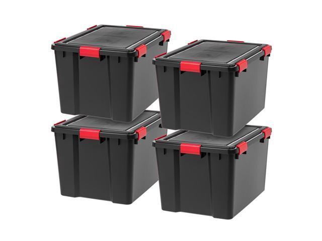 Photo 1 of IRIS 74 Quart WeatherPro Storage Box, Black, Set of 4