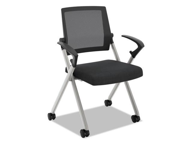 HON Assemble Mesh Back Nesting Stacking Chair Fixed Arms Black Fabric ...