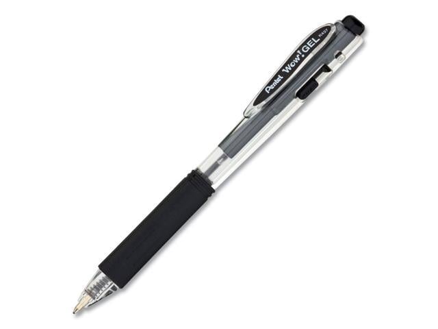 Pentel EnerGel NV Stick Gel Pen, 0.7 mm Metal Tip, Black Ink, Gray Barrel,  Dozen (BL27A)