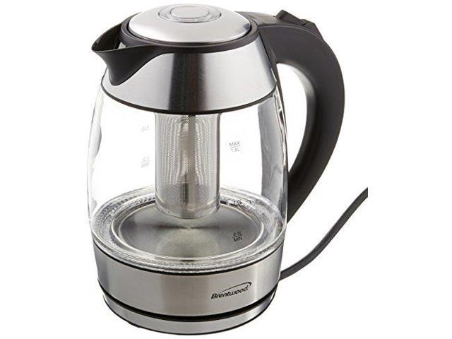 Brentwood 1.8L Cordless Glass Electric Kettle with Tea Infuser, Black ...