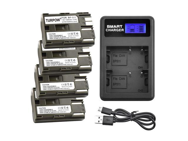 Turpow BP-511 BP-511A Battery Charger Set 2 Pack 2200mAh Replacement Battery Compatible with Canon EOS 50D 40D 30D 20Da 20D 10D 5D 300D Digital Rebel D30 D60 PowerShot G6 G5 G3 G2 G1 Pro 1 Pro 90 