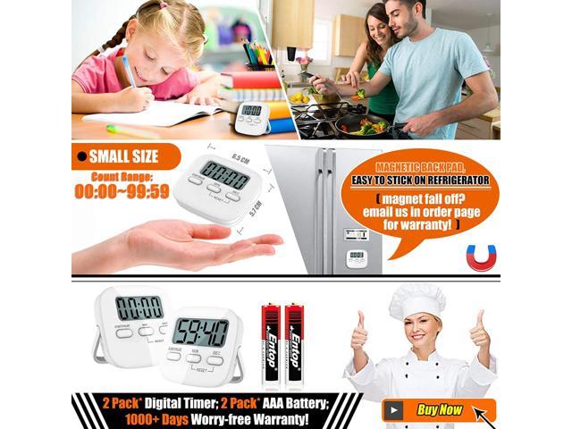 Kitchen Timer, 2 Pack Digital Kitchen Timers [ 2020 Version ] Magnetic  Countdown Timer with Loud Alarm, Big Digits, Back Stand for Cooking,  Classroom, Bathroom, Teachers, Kids - AAA Battery Included 