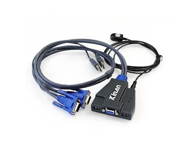 Keyboard,Video,Mouse Monitor Desktop Laptop PC Kinan 2 Port VGA KVM Switch Compact USB KVM Switch 2 Ports VGA Cable Support Up to 2048x1536 Resoluton for Computer 