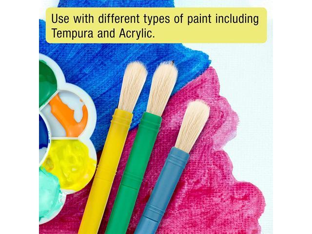 US Art Supply 10 Piece Large Round Chubby Hog Bristle Children's Tempera and Artist Paint Brushes
