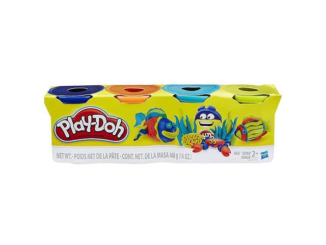 Orange colors Blue Teal & Neon Yellow by Hasbro Play-Doh pack of 4 16 oz 