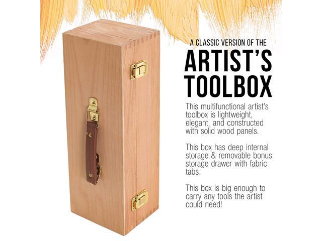US Art Supply Artist Wood Pastel, Pen, Marker Storage Box with Drawer(s)  (Medium Tool Box)