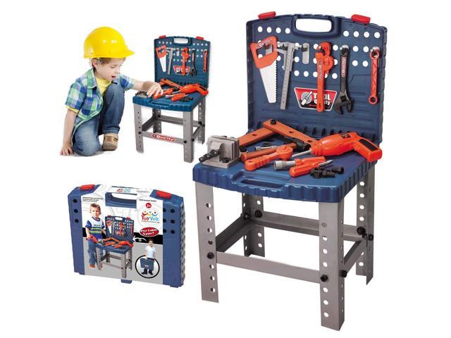 Kids Play Pretend Toy Tool Set Workbench Construction Workshop Toolbox-Tools 