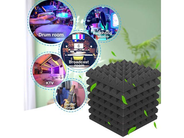 DEKIRU Sound Proof Padding Foam Panels 12 Pack 2 X 12 X 12 Acoustic Foam Panel Studio Foam Pyramid Tiles Sound Absorbing Dampening Foam Panels Wall Soundproofing Treatment with 3M Adhesive Tabs 