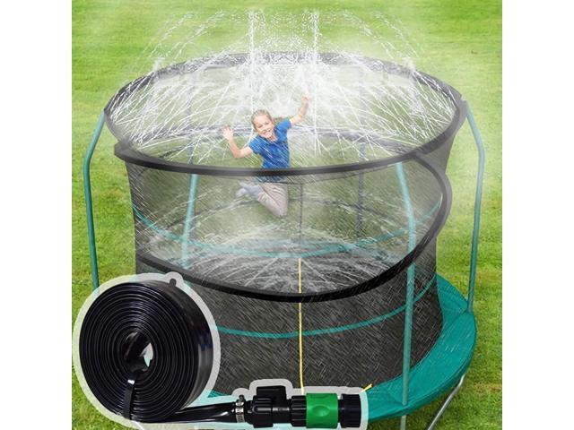 49.2FT Trampoline Sprinkler Water Spray Kids Outdoor Backyard Waterpark Game US 
