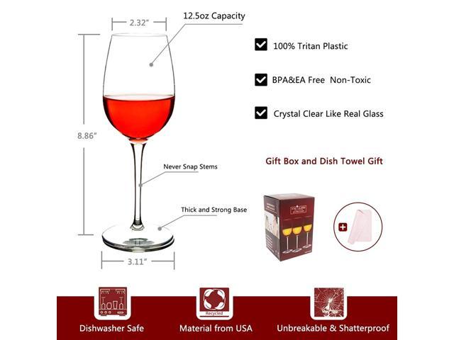 MICHLEY Unbreakable Red Wine Glasses, Tritan Plastic Shatterproof Wine  Goblets 12.5 oz, Set of 4