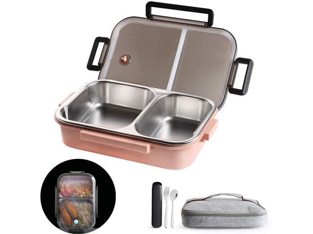 Stainless Steel Lunch Box Wood Lid Bento Box Portable Food Container Storage 
