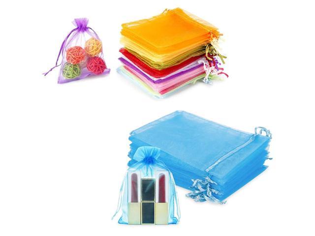 100Pcs/Set Mini Mixed Color Drawstring Candy Jewelry Storages Mesh Bag Container 