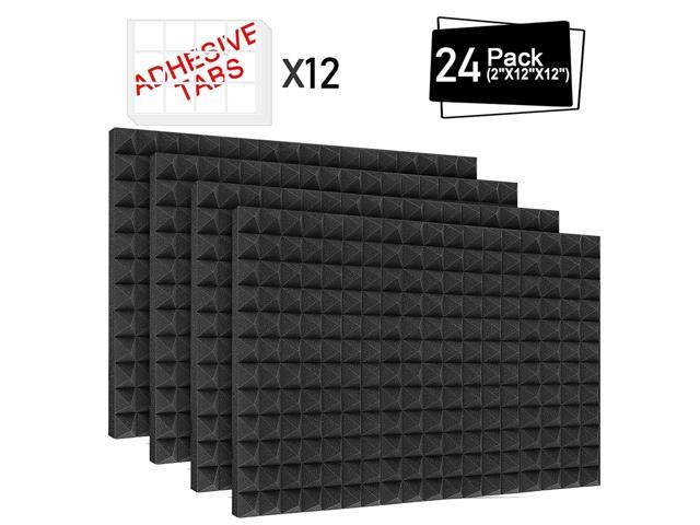 24 Pk 2x12x12 Charcoal lSoundproofing Foam Wedge Acoustic Wall Panels Tiles Studio Foam Sound Proof Padding Wedge Sound Dampening Foam Top Quality Ideal for Home & Studio Absorption Sound Insulation 