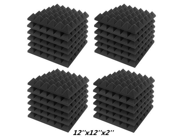 JBER 12 Pack Charcoal Acoustic Panels Studio Foam Wedges Fireproof Soundproof Padding Wall Panels 1 X 12 X 12 