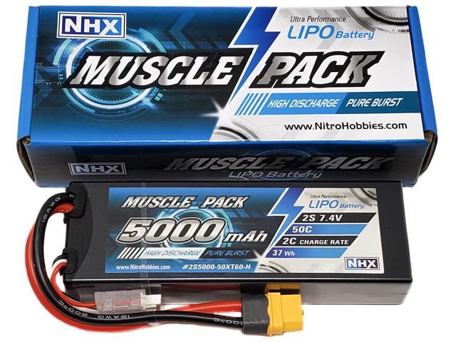 NHX Muscle Pack 2S 7.4V 5200mAh 50C Hard Case Lipo Battery w/ EC3 EZ6 Charger 