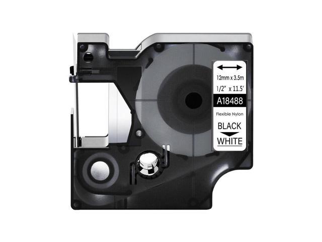 4PK For DYMO Rhino 4200 5200 1/2" Black on White Flexible Nylon Label Tape 18488 