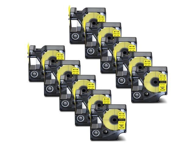 Black on Yellow VINYL LABEL Tape 3/4" 18433 for Dymo RHINO Rhino 5000 5200 6000 