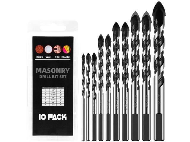10 Piece Masonry Drill Bit Set For Tile 